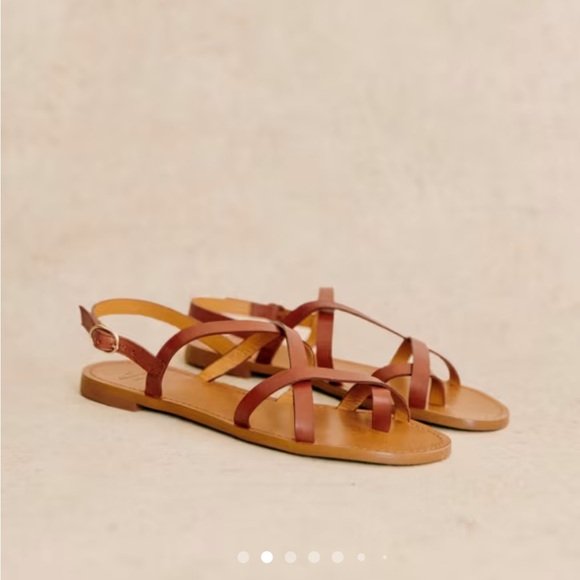 Sézane Adeline low sandals in natural heritage leather sz 40 - Picture 2 of 12